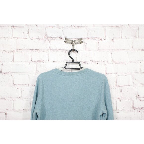 LL Bean Cozy Sweatshirt Split Hem Cadet Blue Heather Size XS - Picture 4 of 9